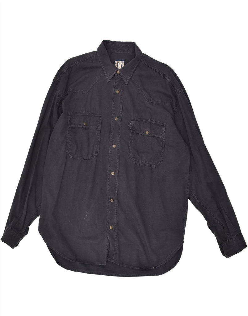 CASUCCI Mens Shirt Large Navy Blue Vintage Casucci and Second-Hand Casucci from Messina Hembry 