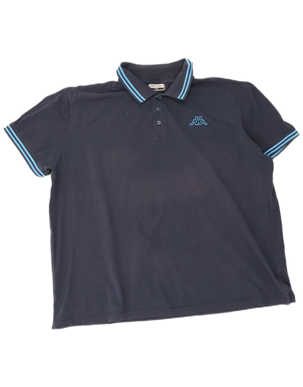 Kappa Mens Polo Shirt 4XL Navy Blue Striped Cotton