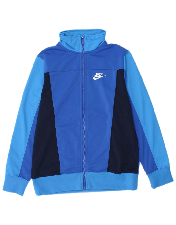NIKE Boys Tracksuit Top Jacket 12-13 Years Large Blue Colourblock