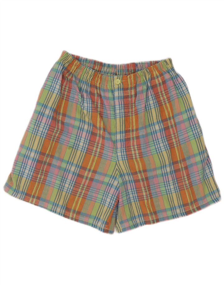 Benetton Womens High Waist Shorts W28 Medium Multicoloured Check