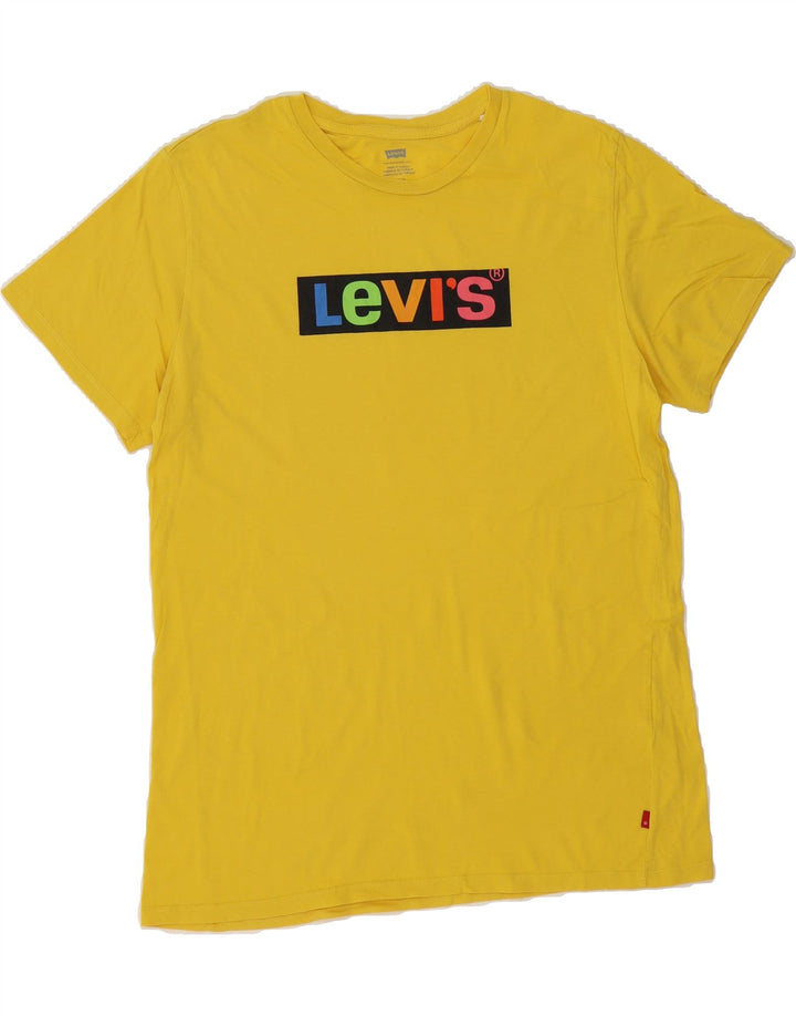 LEVI'S Mens Graphic T-Shirt Top Large Yellow Vintage Levi's and Second-Hand Levi's from Messina Hembry 