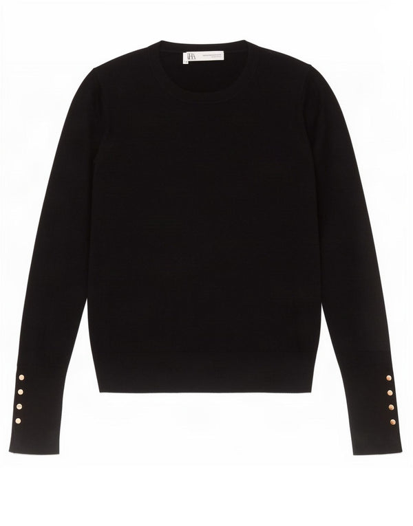Zara Womens Crew Neck Jumper Sweater UK 12 Medium Black