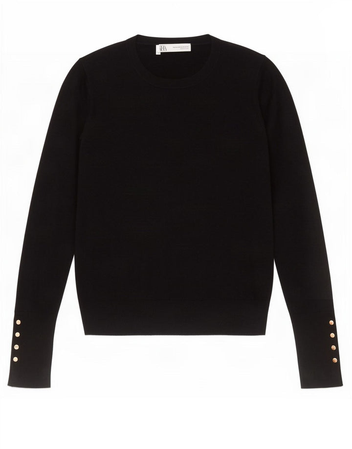 Zara Womens Crew Neck Jumper Sweater UK 12 Medium Black
