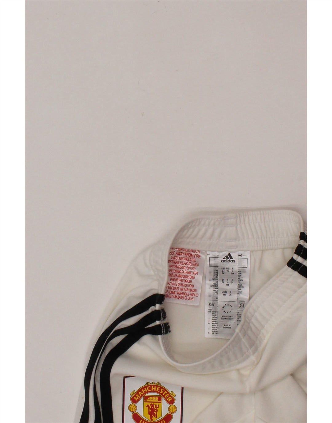 ADIDAS Baby Boys Manchester United Sport Shorts 6-9 Months White Polyester