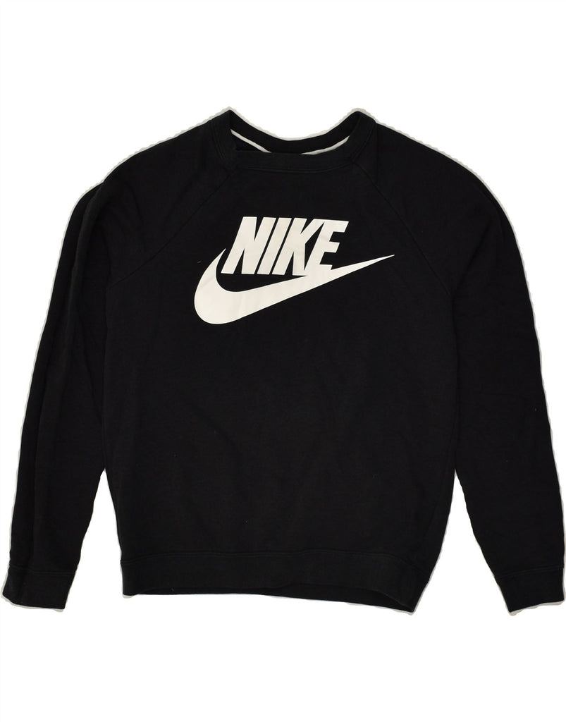 NIKE Womens Graphic Sweatshirt Jumper UK 6 XS Black Cotton | Vintage Nike | Thrift | Second-Hand Nike | Used Clothing | Messina Hembry 