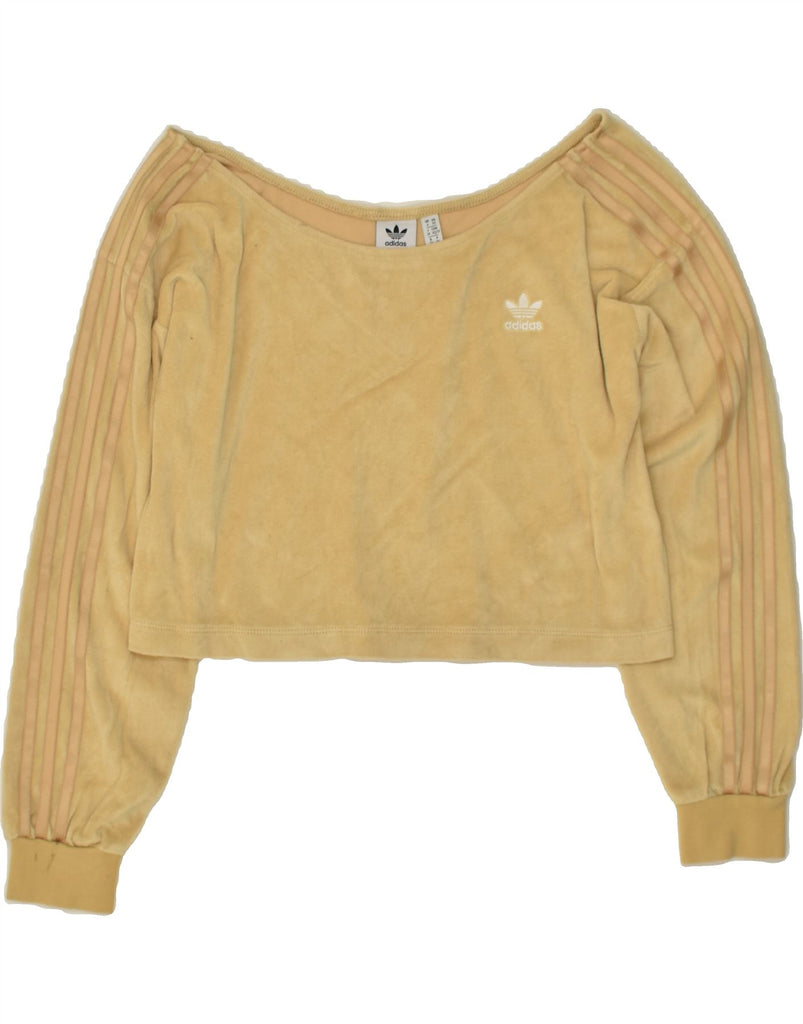 ADIDAS Womens Oversized Crop Top UK 6 XS Beige | Vintage Adidas | Thrift | Second-Hand Adidas | Used Clothing | Messina Hembry 