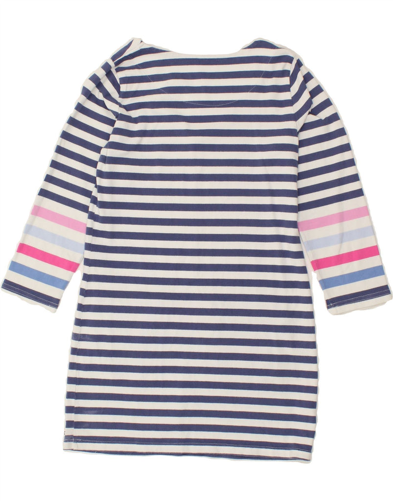 JOULES Womens 3/4 Sleeve T-Shirt Dress UK 8 Small Navy Blue Striped Cotton | Vintage Joules | Thrift | Second-Hand Joules | Used Clothing | Messina Hembry 