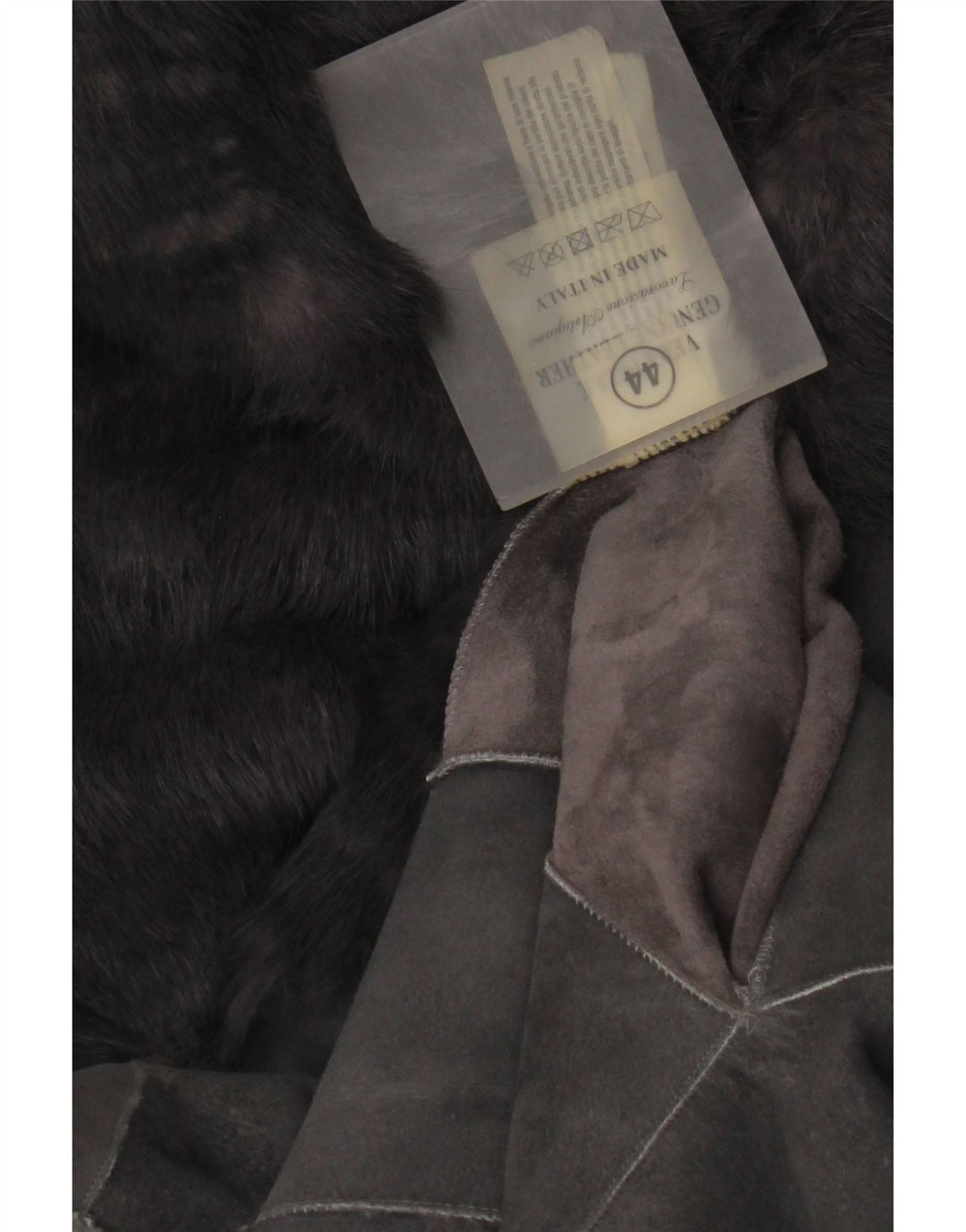 Vintage Womens Oversized 3/4 Sleeve Hooded Shearling Coat IT 44 Medium Grey