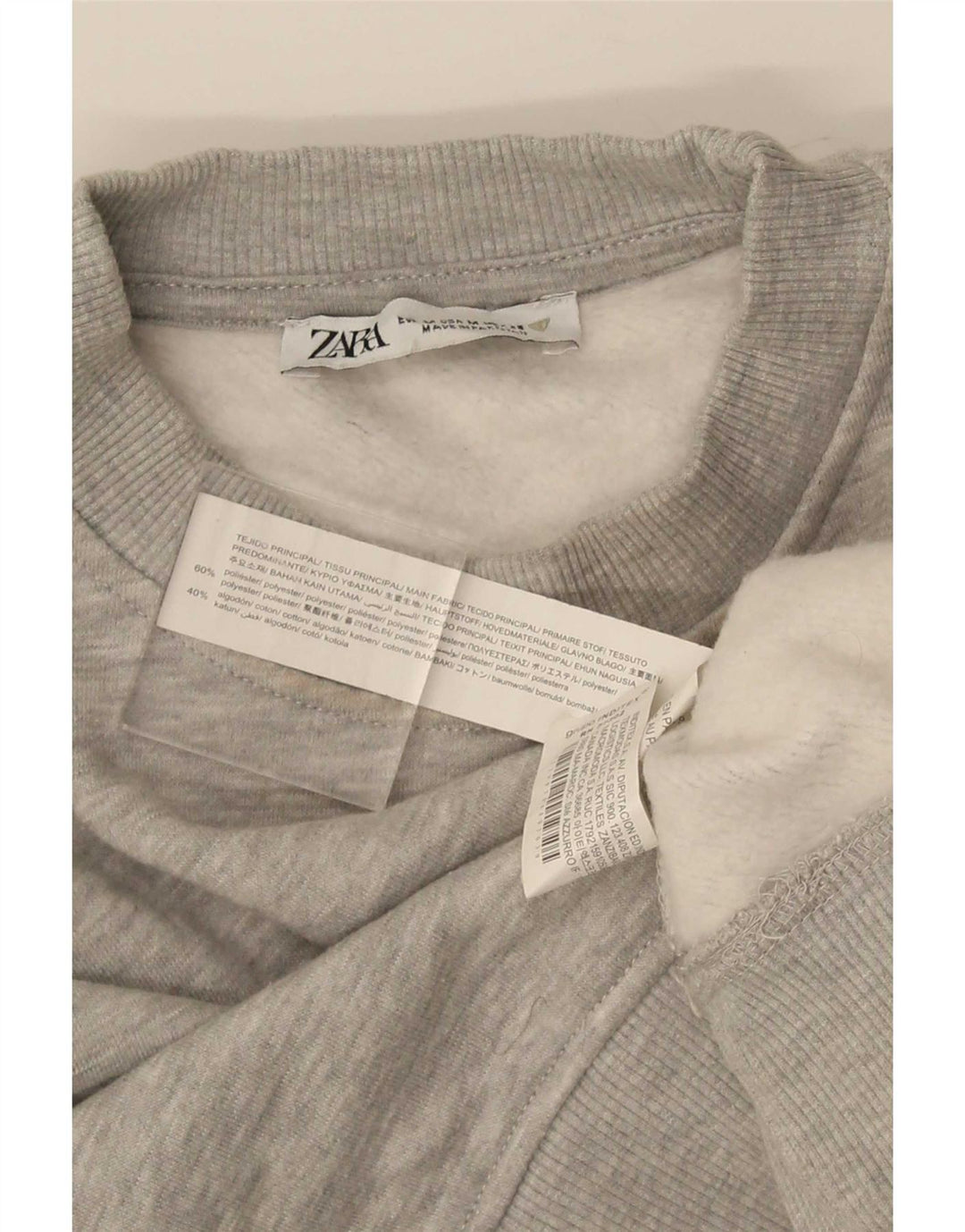 Zara Womens Crop Sweatshirt Jumper UK 14 Medium Grey Polyester