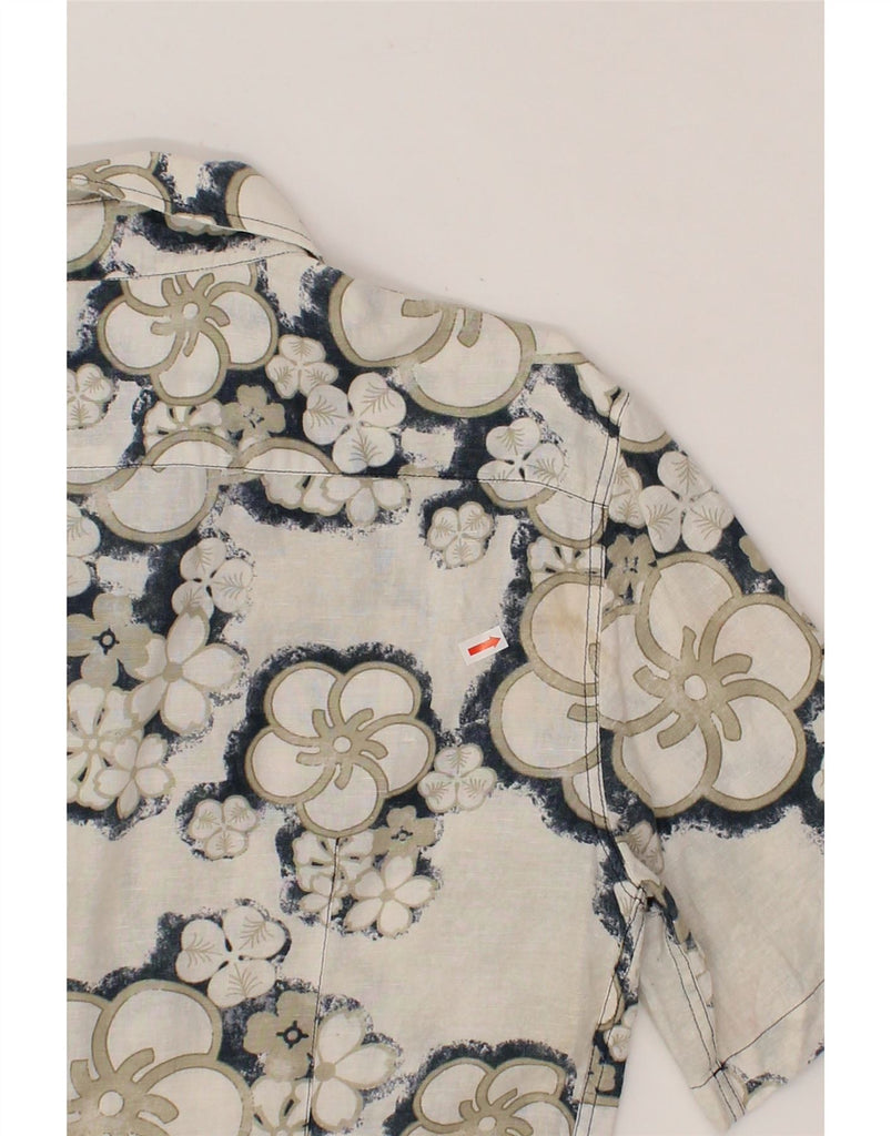 ARMANI Mens Short Sleeve Shirt Medium White Floral Vintage Armani and Second-Hand Armani from Messina Hembry 