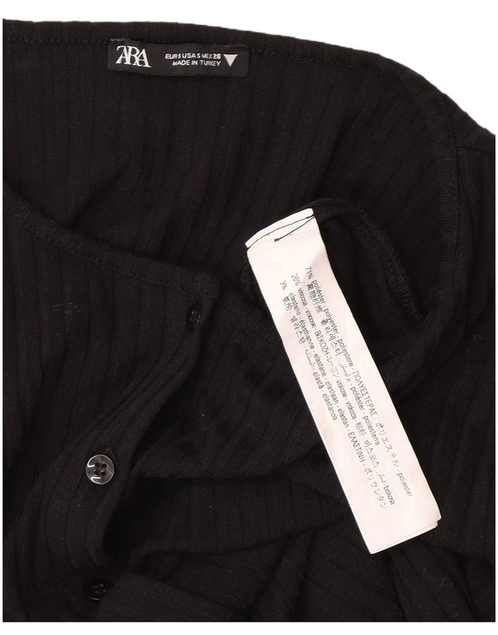 Zara Womens Longline Cardigan Sweater UK 8 Small Black Polyester