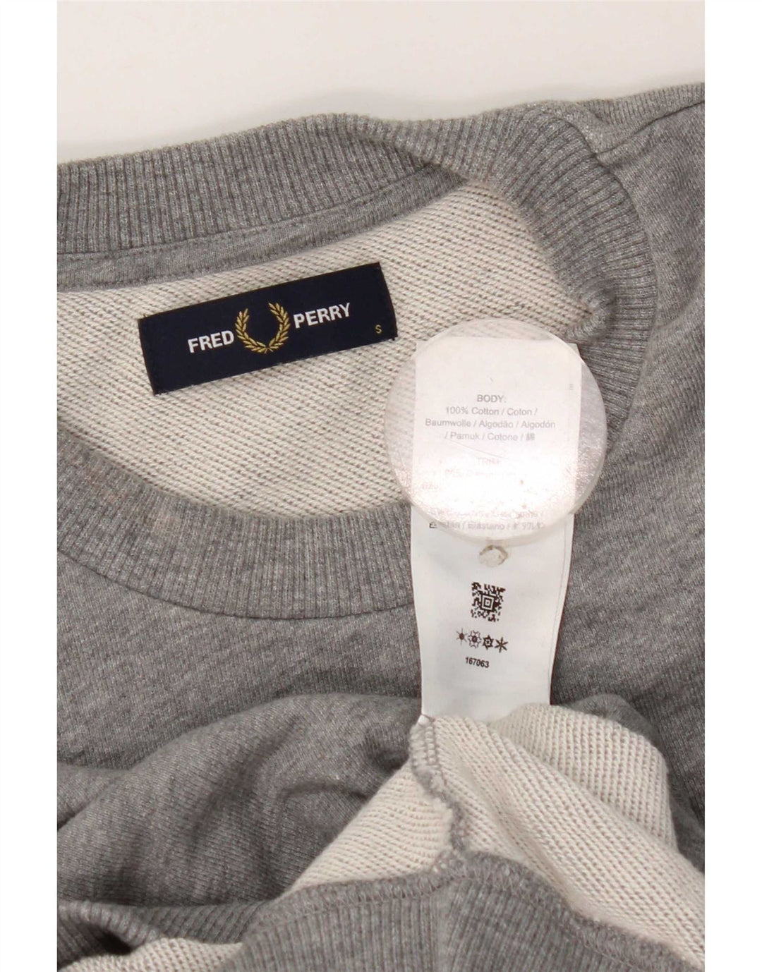 Fred Perry Mens Sweatshirt Jumper Small Grey Cotton