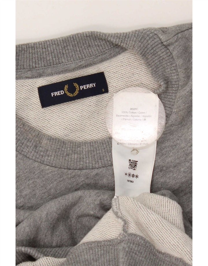 Fred Perry Mens Sweatshirt Jumper Small Grey Cotton