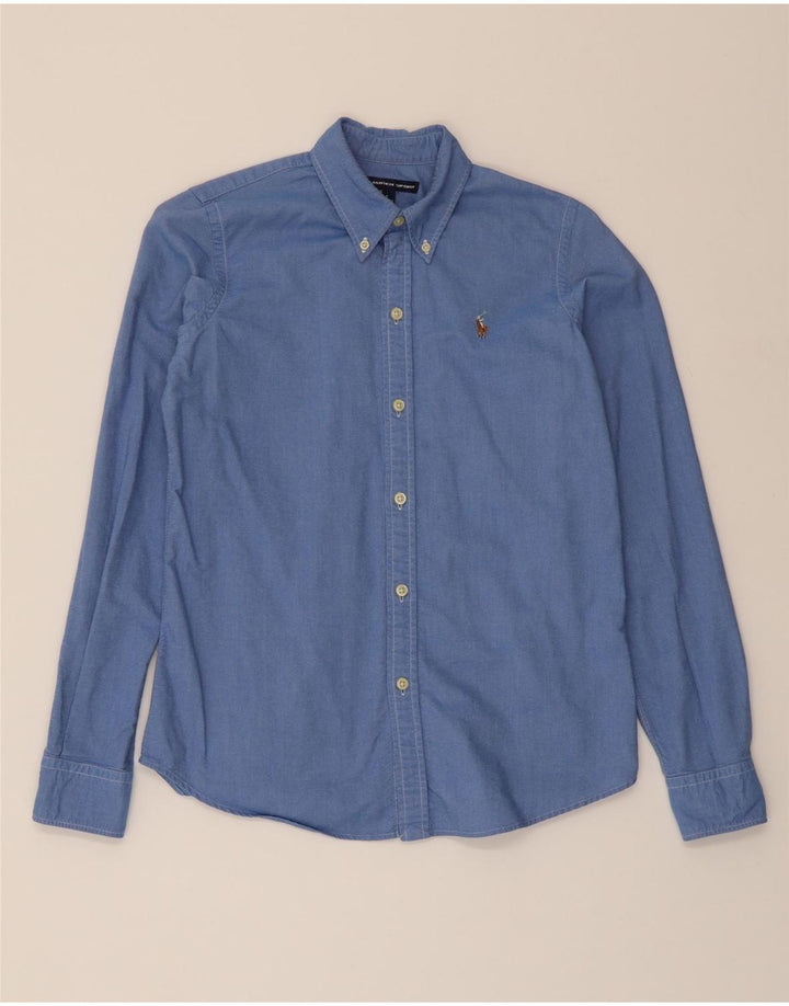RALPH LAUREN Womens Longline Shirt US 4 Small Blue Cotton Vintage Ralph Lauren and Second-Hand Ralph Lauren from Messina Hembry 