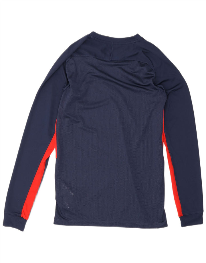 Nike Mens Dri Fit Top Long Sleeve Small Navy Blue Colourblock Polyester