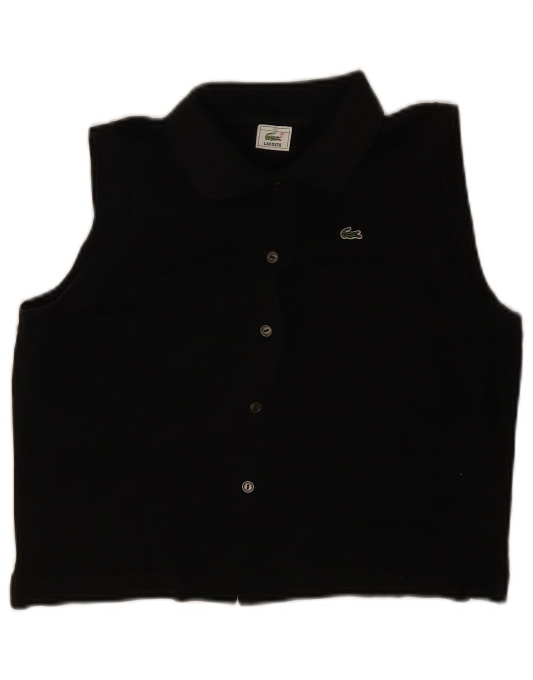 Lacoste Womens Crop Sleeveless Shirt Blouse Size 44 Large Black