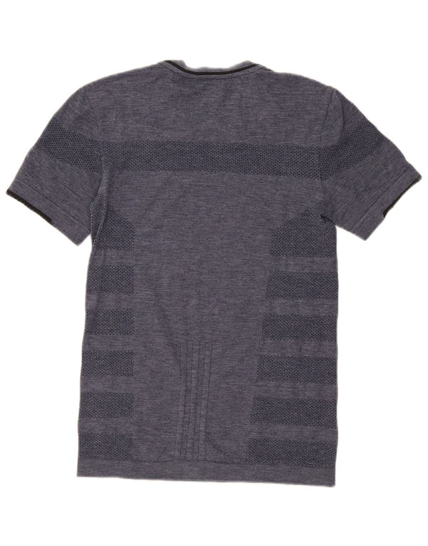 Adidas Mens Running T-Shirt Top Small Navy Blue Striped
