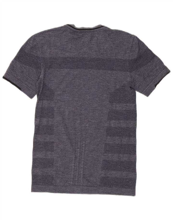 Adidas Mens Running T-Shirt Top Small Navy Blue Striped