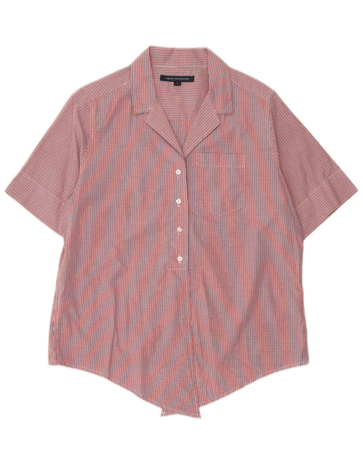 French Connection Womens Front Tie Shirt UK 14 Medium Red Check