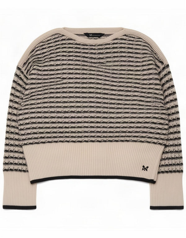 Crew Clothing Womens Boat Neck Jumper Sweater UK 12 Medium White Striped