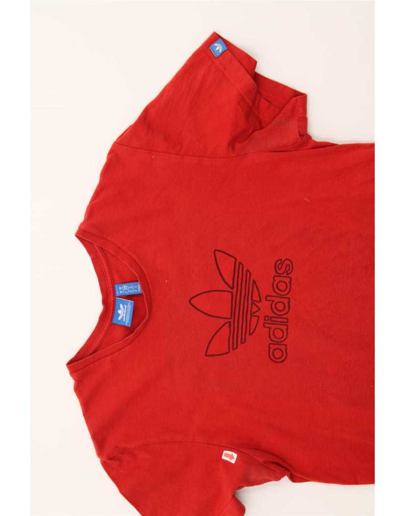ADIDAS Womens Graphic T-Shirt Top UK 14 Medium Red Cotton Vintage Adidas and Second-Hand Adidas from Messina Hembry 