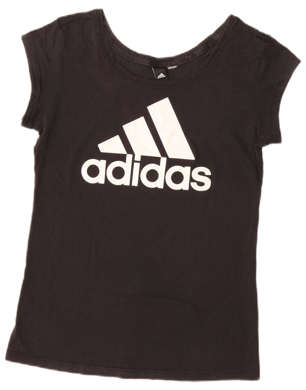 Adidas Womens Graphic T-Shirt Top UK 12 Medium Black