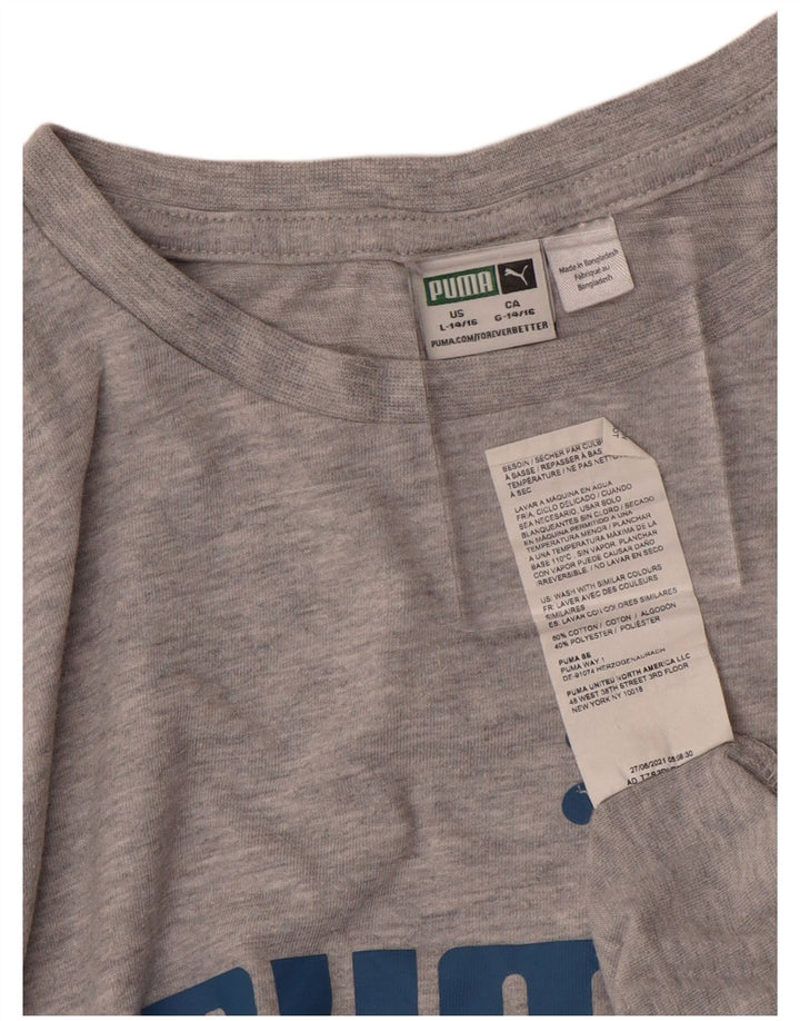 PUMA Boys Graphic T-Shirt Top 14-15 Years Large Grey Cotton