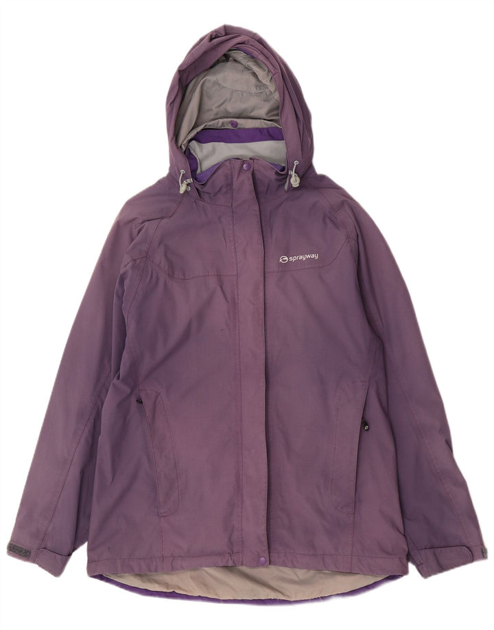 Sprayway Womens Hooded Waterproof Jacket UK 12 Medium Purple Polyamide