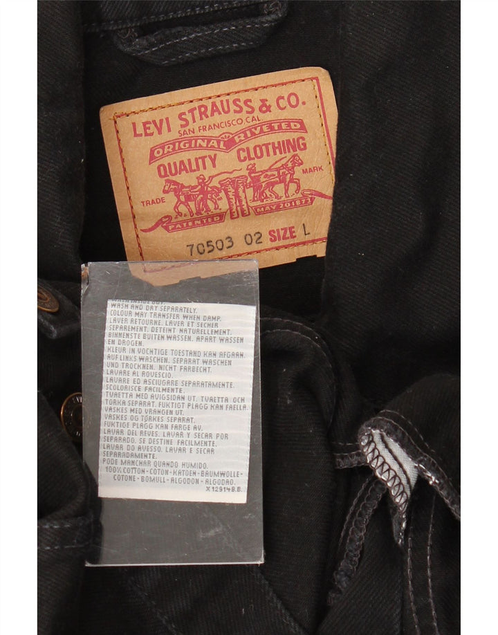 Levi's Mens Denim Jacket UK 40 Large Black Cotton