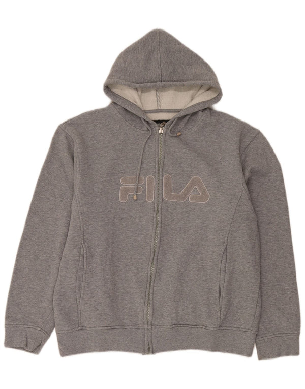 Fila Womens Graphic Zip Hoodie Sweater UK 20 2XL Grey Cotton