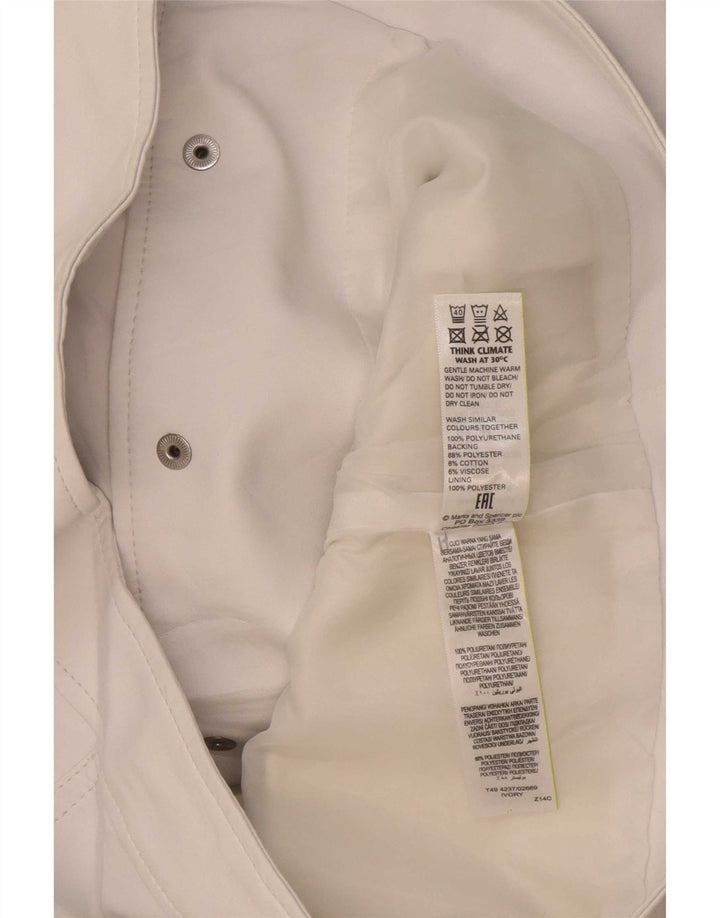 Marks & Spencer Womens Faux Leather Jacket UK 8 Small Off White