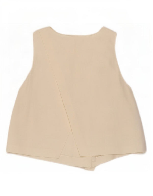 Zara Womens Crop Sleeveless Blouse Top UK 12 Medium Off White Viscose