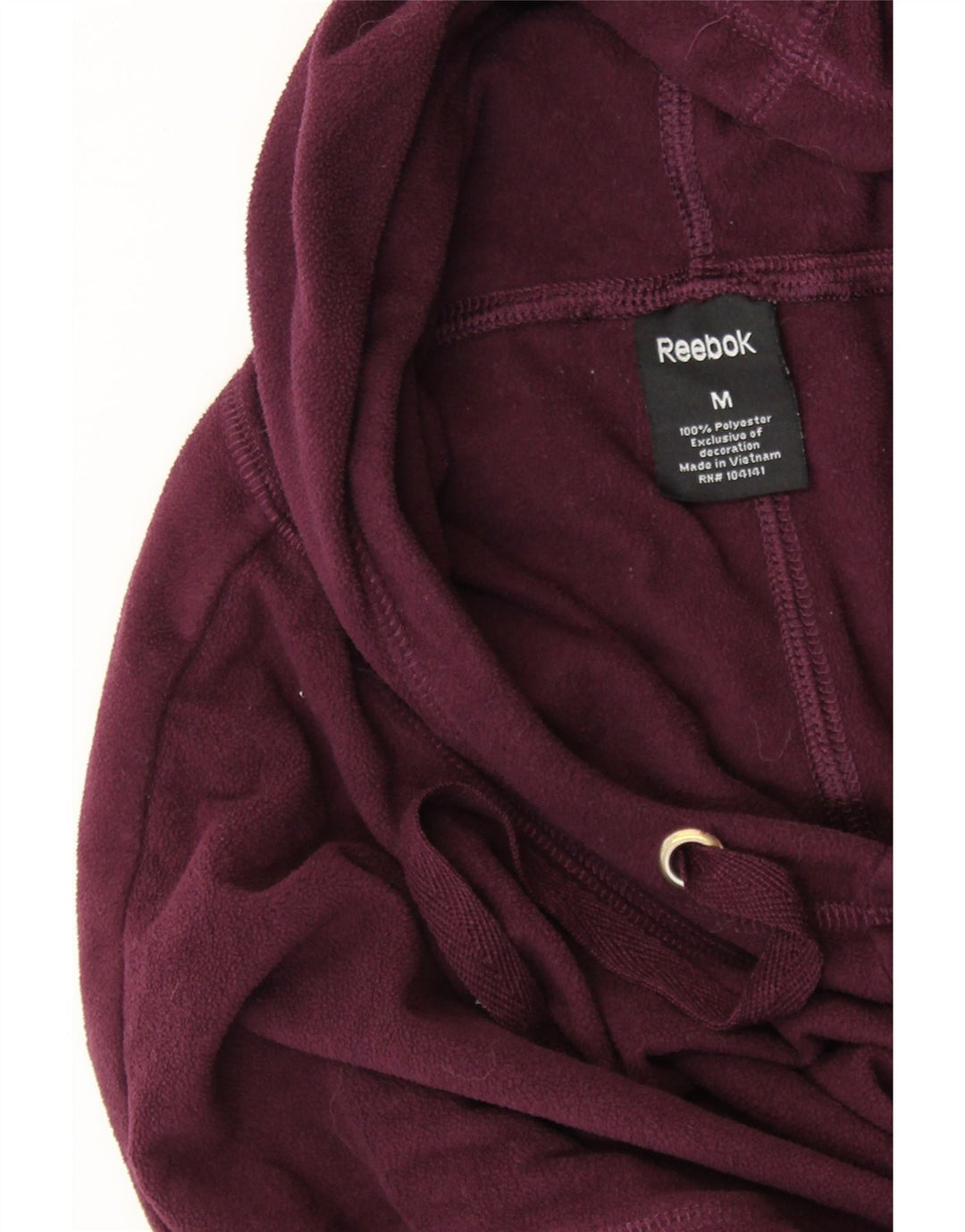 REEBOK Womens Oversized Hooded Fleece Jumper UK 14 Medium Burgundy