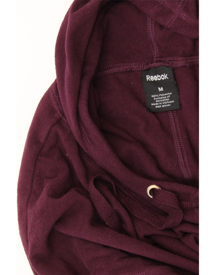 REEBOK Womens Oversized Hooded Fleece Jumper UK 14 Medium Burgundy