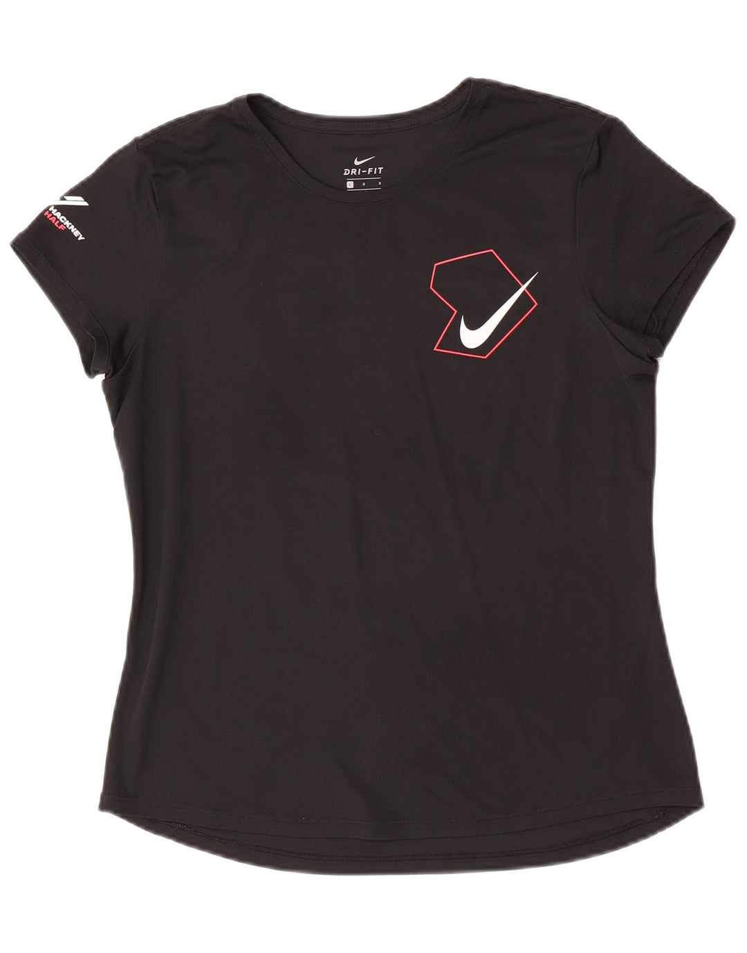 Nike Womens Dri Fit Graphic T-Shirt Top UK 16 Large Black Polyester