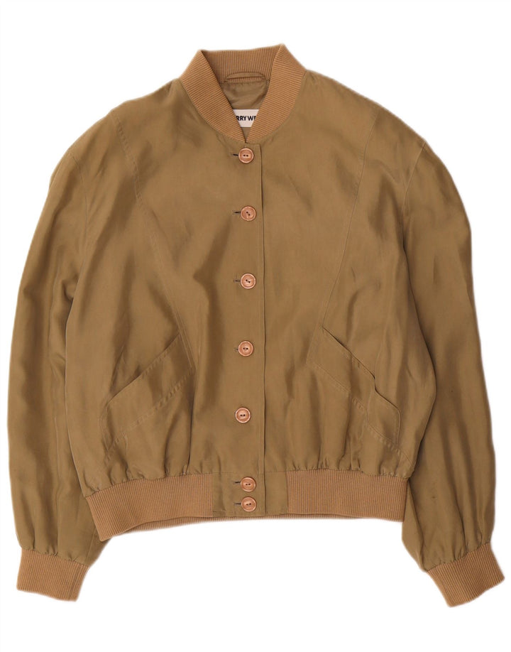 Gerry Weber Womens Oversized Bomber Jacket EU 38 Medium Khaki Silk
