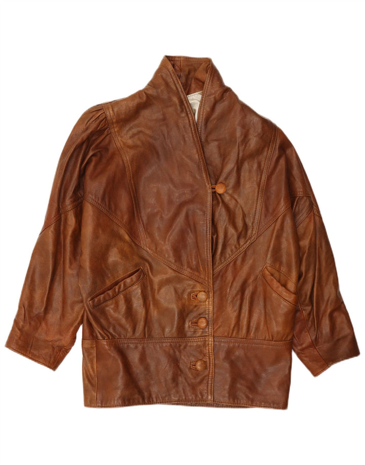 Vintage Womens 3/4 Sleeve Oversized Jacket UK 10 Small Brown
