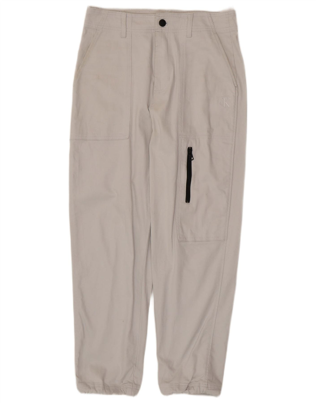 CALVIN KLEIN Mens Joggers Cargo Trousers W30 L28 White Cotton