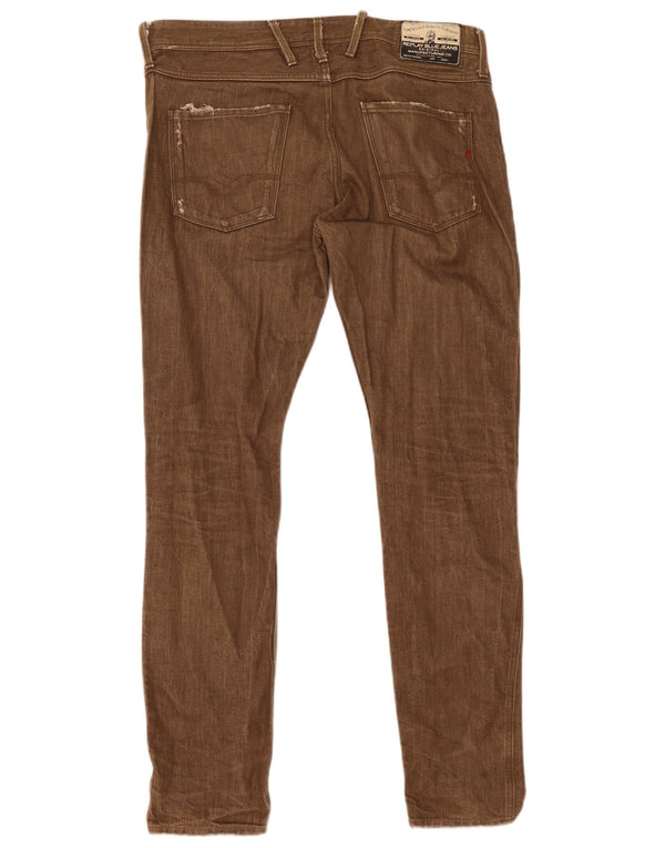 Replay Mens Anbass Slim Jeans W34 L32 Brown Cotton