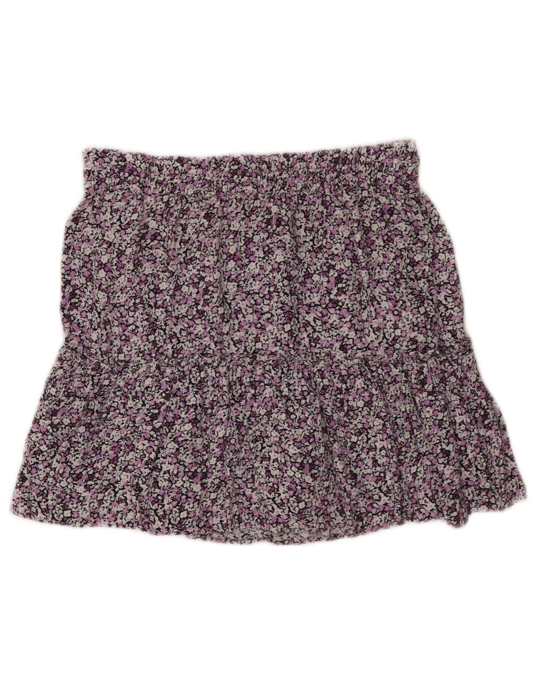ZARA Womens Mini Skirt Small W26 Purple Floral Viscose