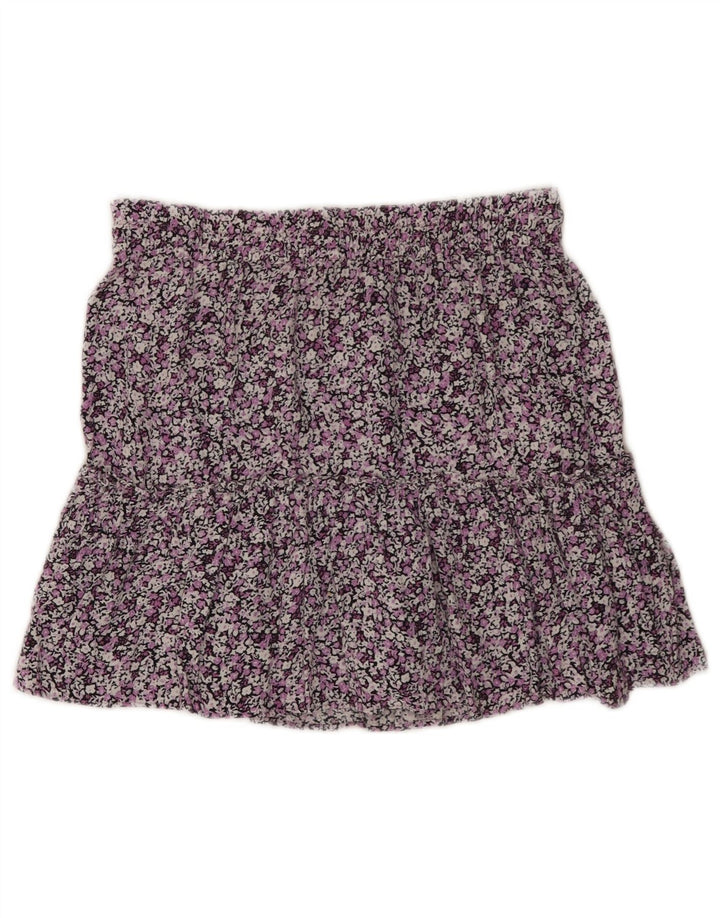 ZARA Womens Mini Skirt Small W26 Purple Floral Viscose