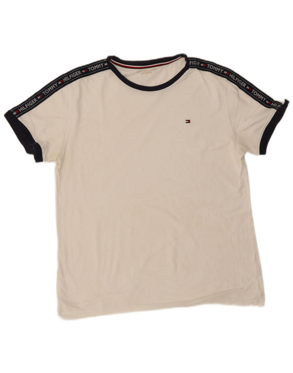 Tommy Hilfiger Mens Graphic T-Shirt Top Large White Colourblock