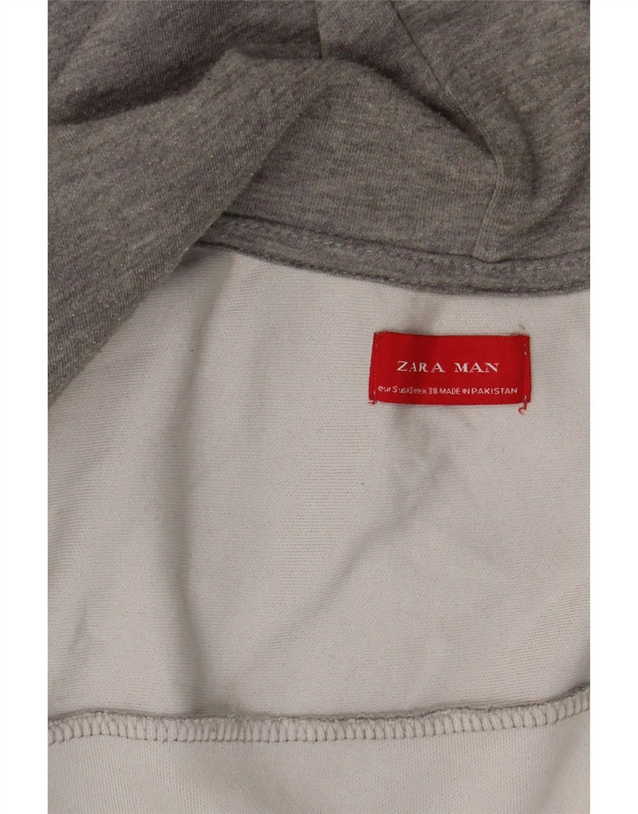 Zara Mens Zip Hoodie Sweater Small Grey