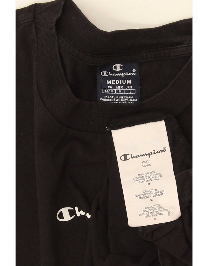 Champion Mens T-Shirt Top Medium Black Cotton