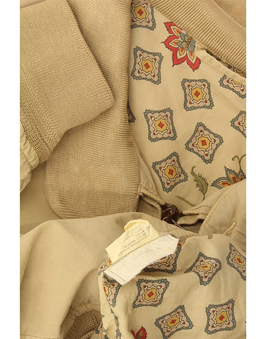 Vintage Mens Bomber Jacket UK 40 Large Beige Cotton