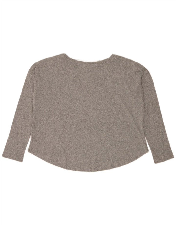 Nike Womens Crop Oversized Graphic Top Long Sleeve UK 18 XL Grey Flecked