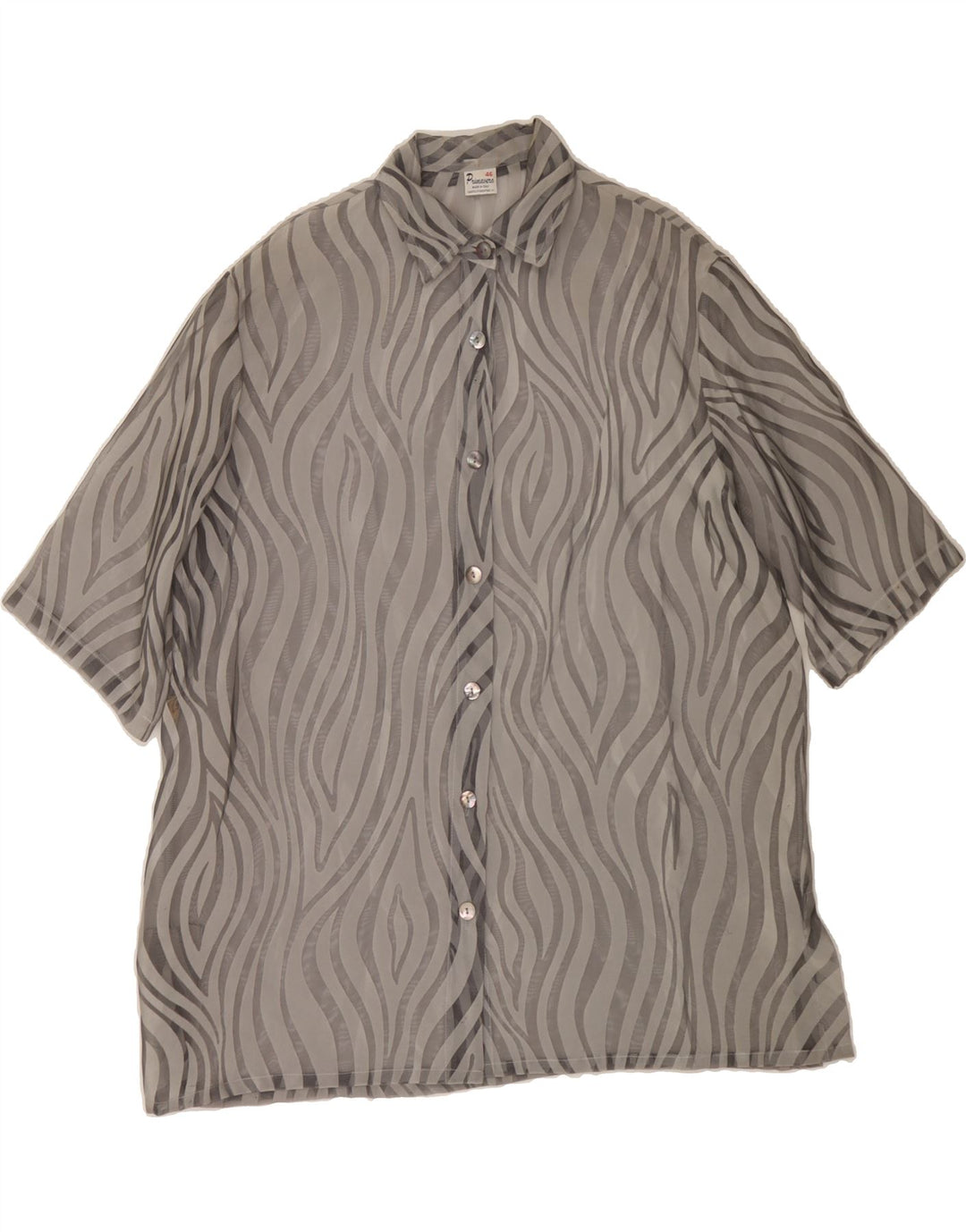 PRIMAVERA FIRENZE Womens Shirt Dress IT 46 Large Grey Striped Polyester Vintage Primavera Firenze and Second-Hand Primavera Firenze from Messina Hembry 