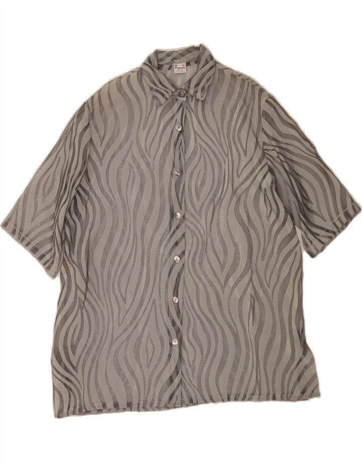 PRIMAVERA FIRENZE Womens Shirt Dress IT 46 Large Grey Striped Polyester Vintage Primavera Firenze and Second-Hand Primavera Firenze from Messina Hembry 