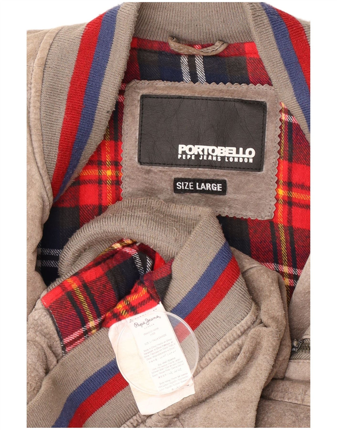 PEPE Jeans Mens Suede Bomber Jacket UK 40 Large Beige Leather