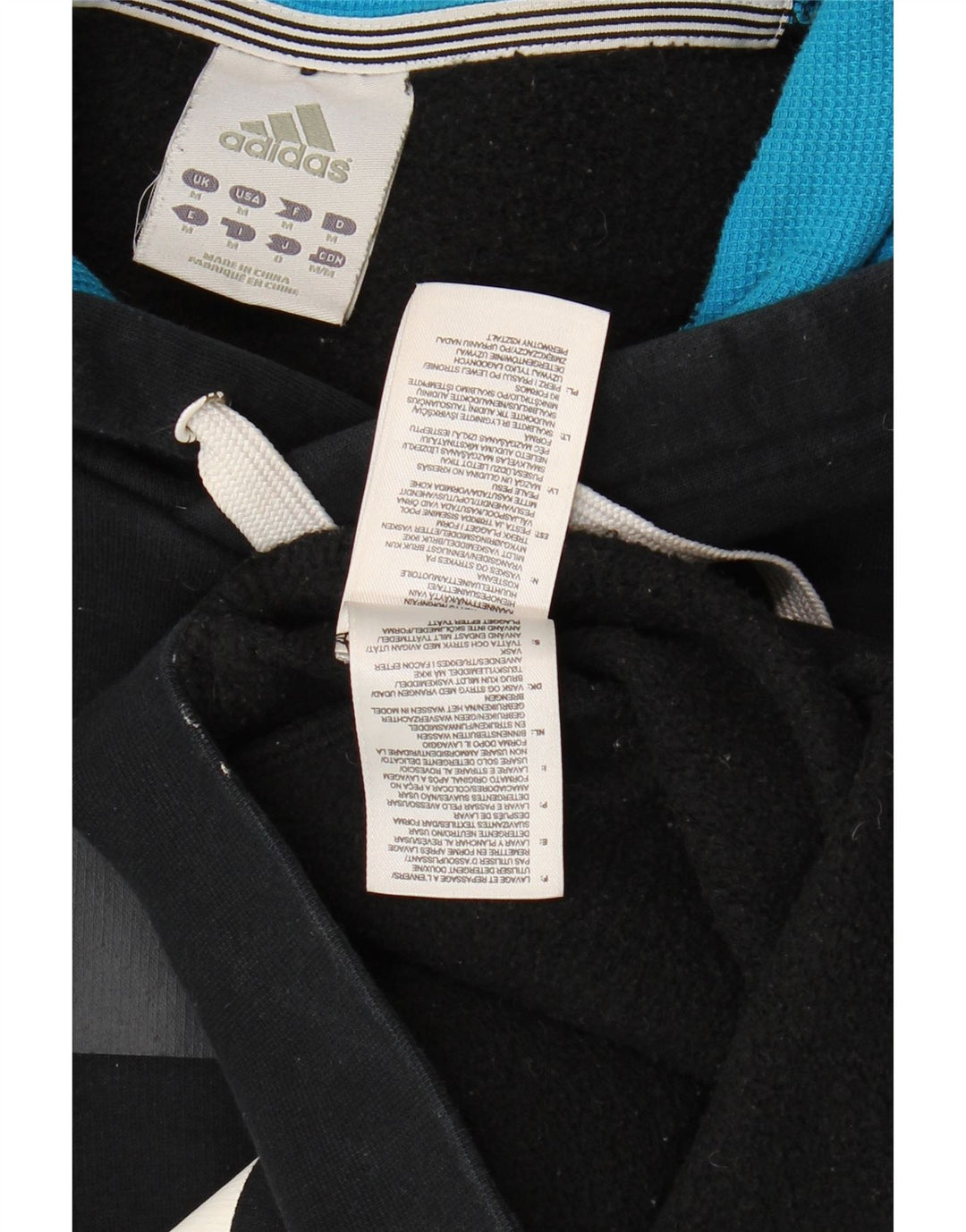 ADIDAS Mens Hoodie Jumper Medium Black Striped Cotton Vintage Adidas and Second-Hand Adidas from Messina Hembry 